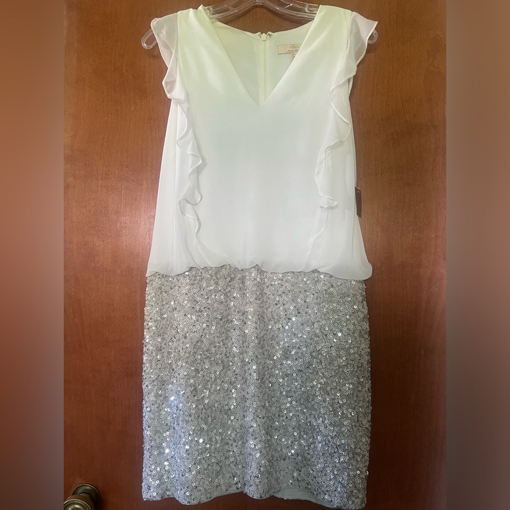 New with Tags short dress size 6 white with skirt sequins
